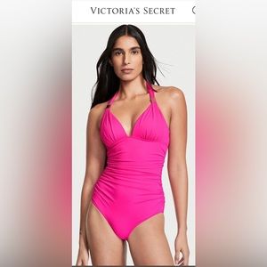 One piece ruched swimsuit by Victoria’s Secret in aqua blue